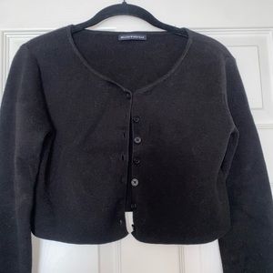 Brandy Melville cropped black button up sweater.
